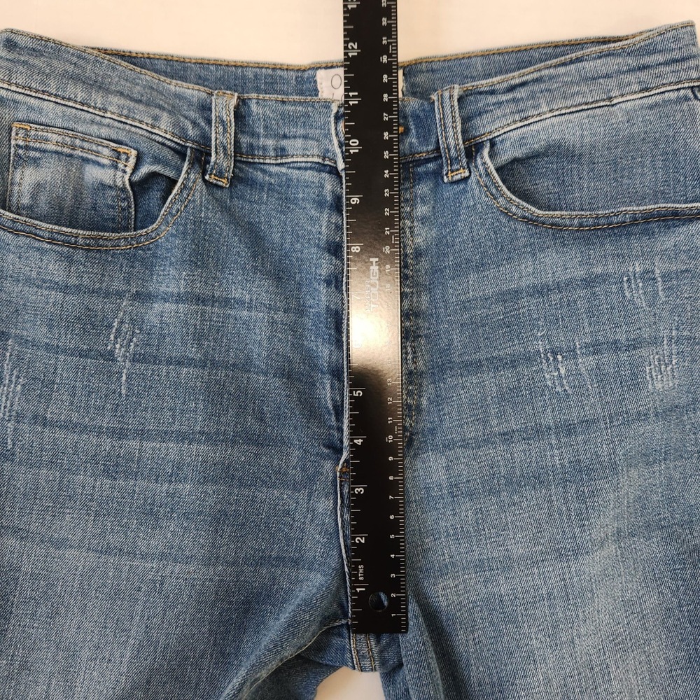 Oliver Logan High Rise Mom Jeans Womens 30 Blue Split Hem Button Fly Stretch - Picture 7 of 12